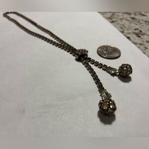 Vintage Costume Necklace with Crystal Drops